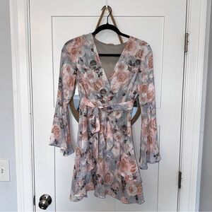 Flowy tie back mini dress (floral)
